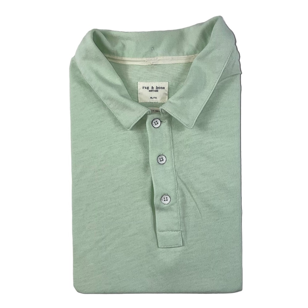 Rag & Bone Light Green Cotton Logo Mens Polo Size XL Mint